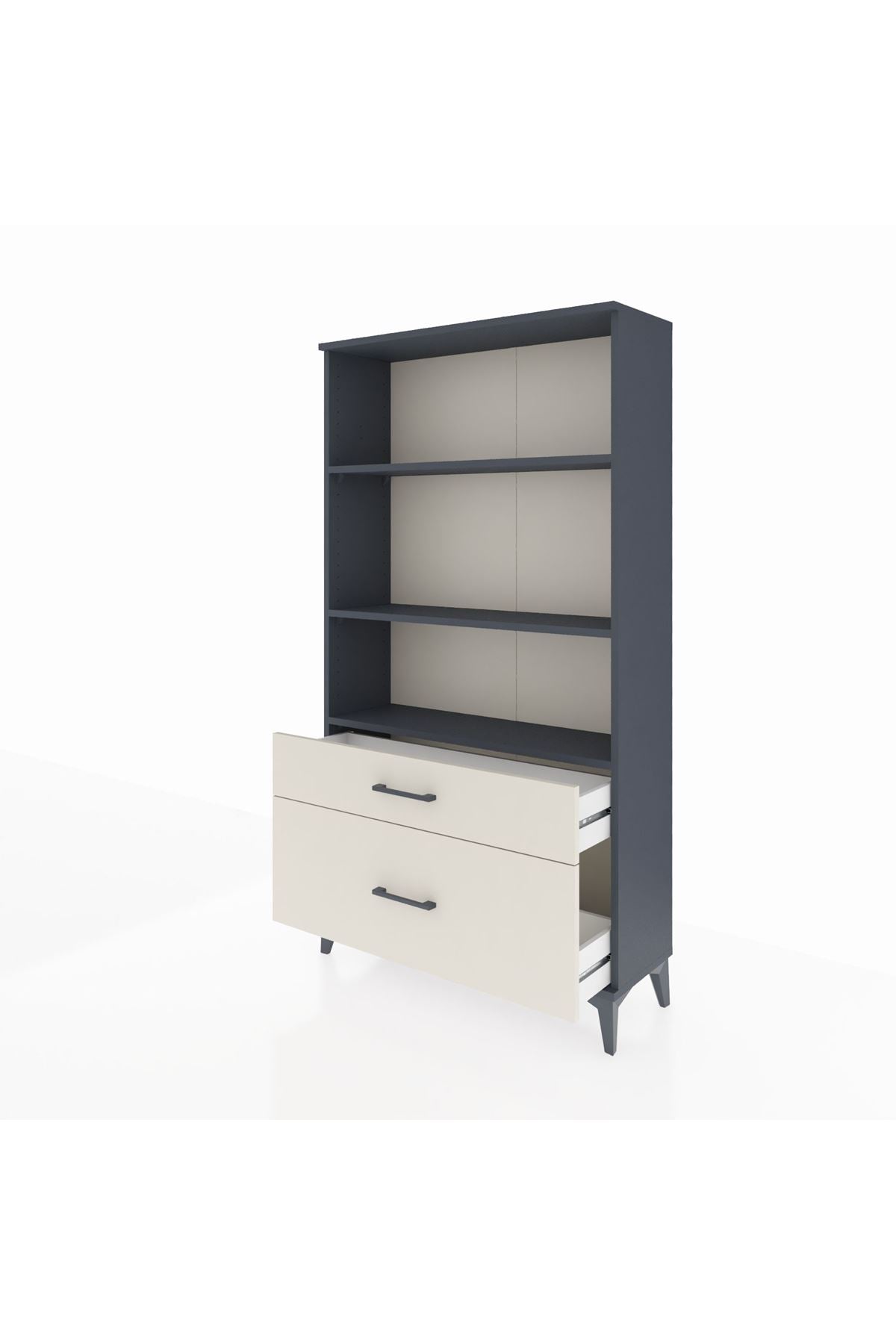 Arges Dolap 3 Raflı 2 Çekmeceli 88x30x163 Antrasit-Aytaşı