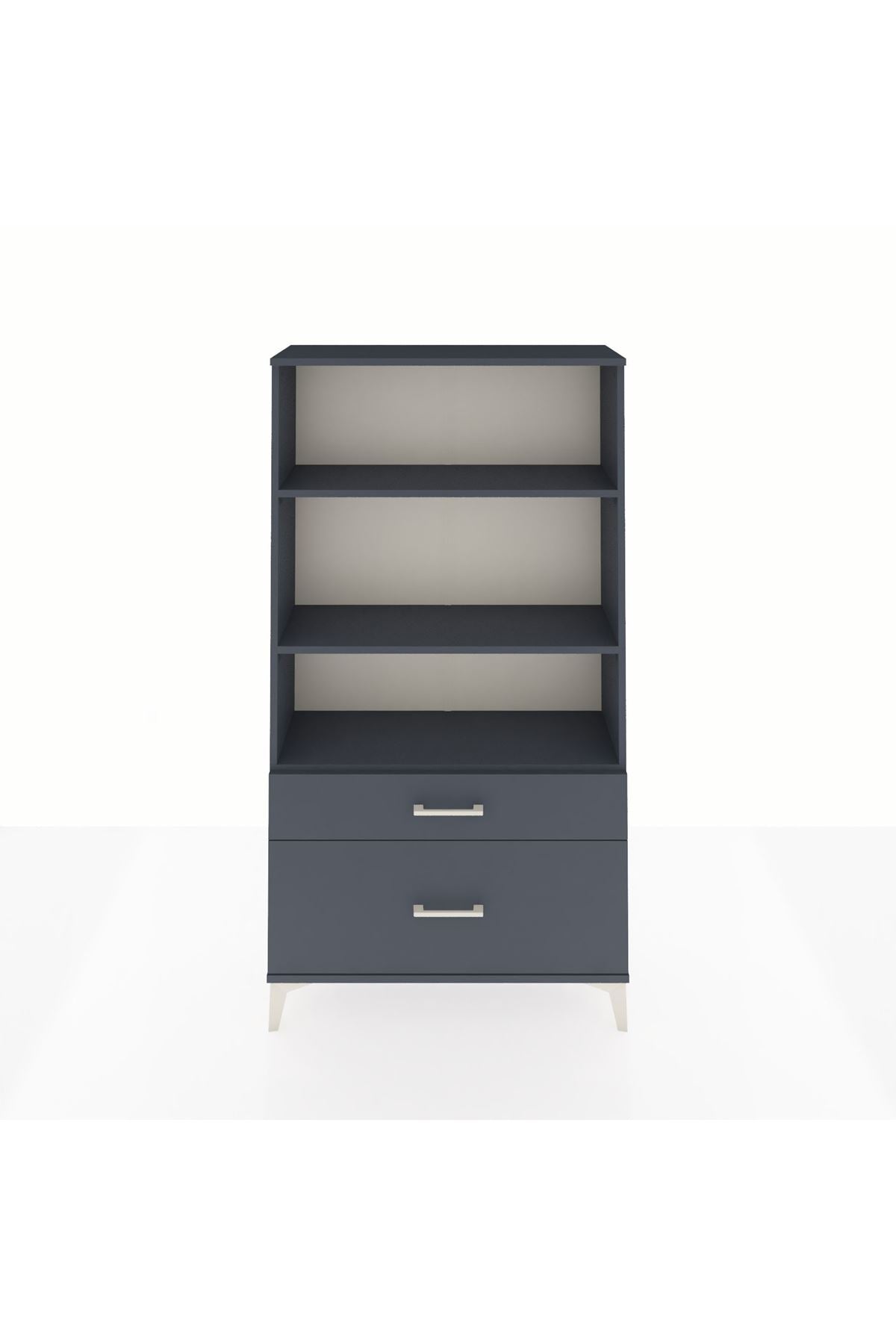 Arges Dolap 3 Raflı 2 Çekmeceli 88x30x163 Antrasit-Antrasit