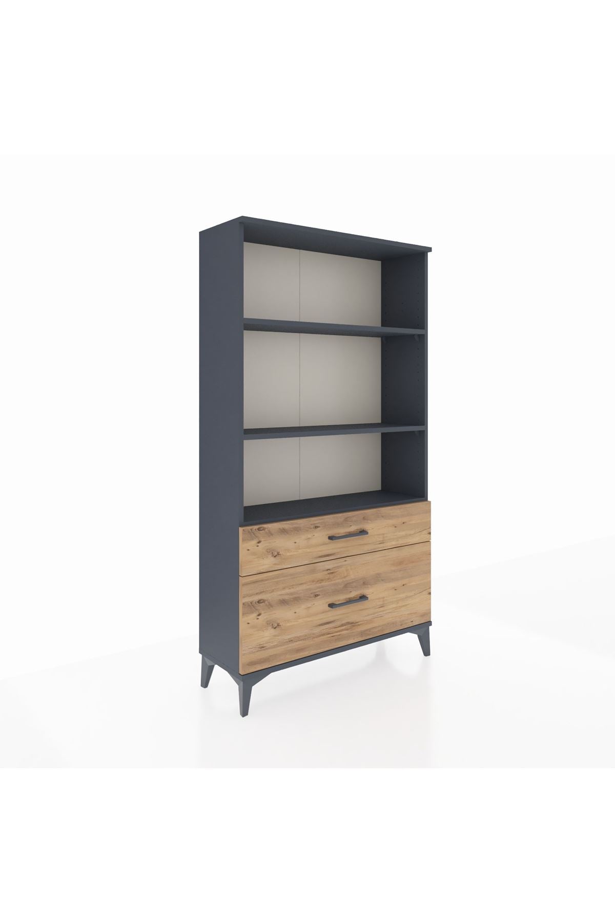 Arges Dolap 3 Raflı 2 Çekmeceli 88x30x163 Antrasit-Çam