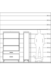 Arges Dolap 3 Raflı 2 Çekmeceli 88x30x163 Antrasit-Çam