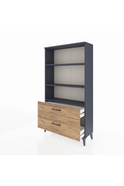 Arges Dolap 3 Raflı 2 Çekmeceli 88x30x163 Antrasit-Çam