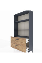 Arges Dolap 3 Raflı 2 Çekmeceli 88x30x163 Antrasit-Çam