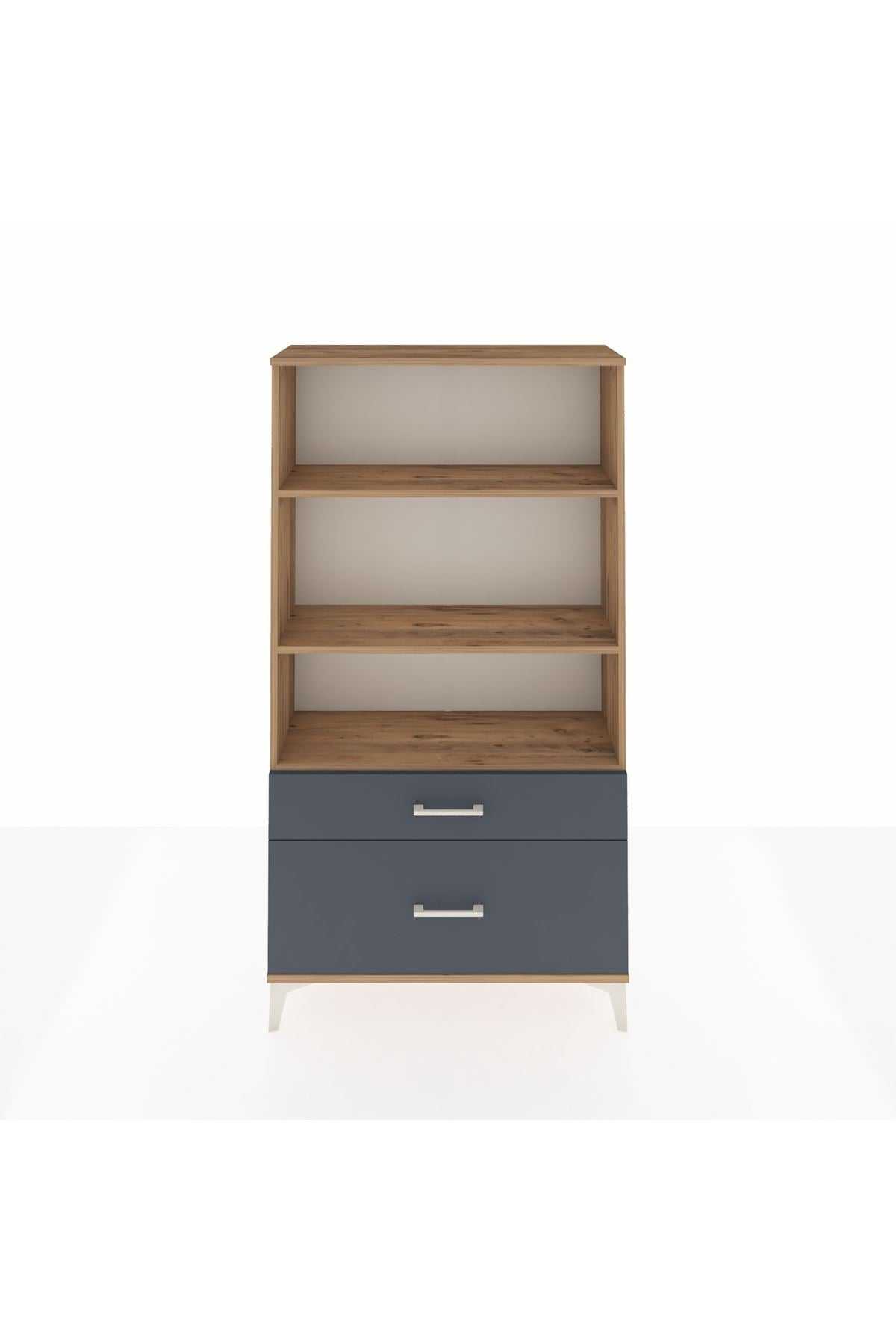 Arges Dolap 3 Raflı 2 Çekmeceli 88x30x163 Çam-Antrasit