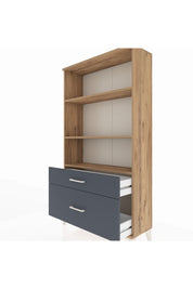 Arges Dolap 3 Raflı 2 Çekmeceli 88x30x163 Çam-Antrasit