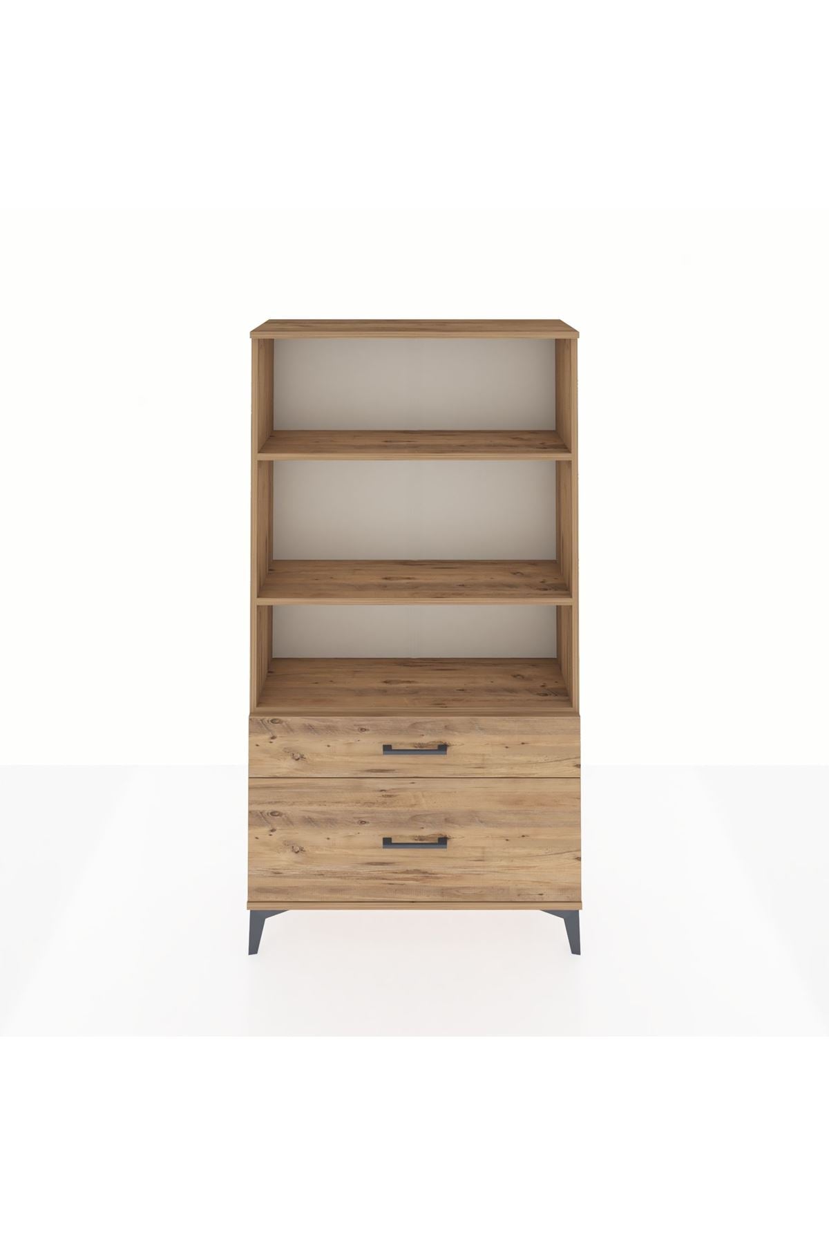 Arges Dolap 3 Raflı 2 Çekmeceli 88x30x163 Çam-Çam