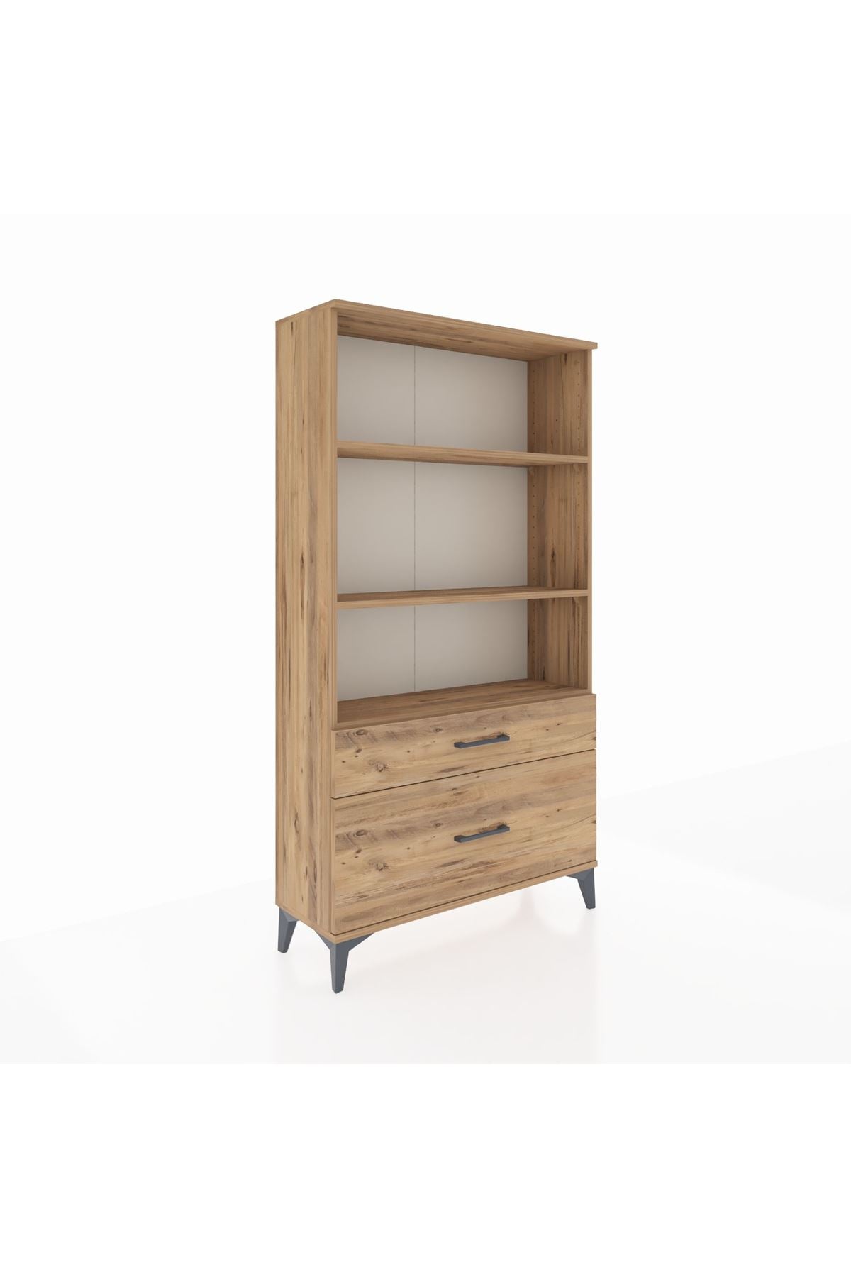 Arges Dolap 3 Raflı 2 Çekmeceli 88x30x163 Çam-Çam