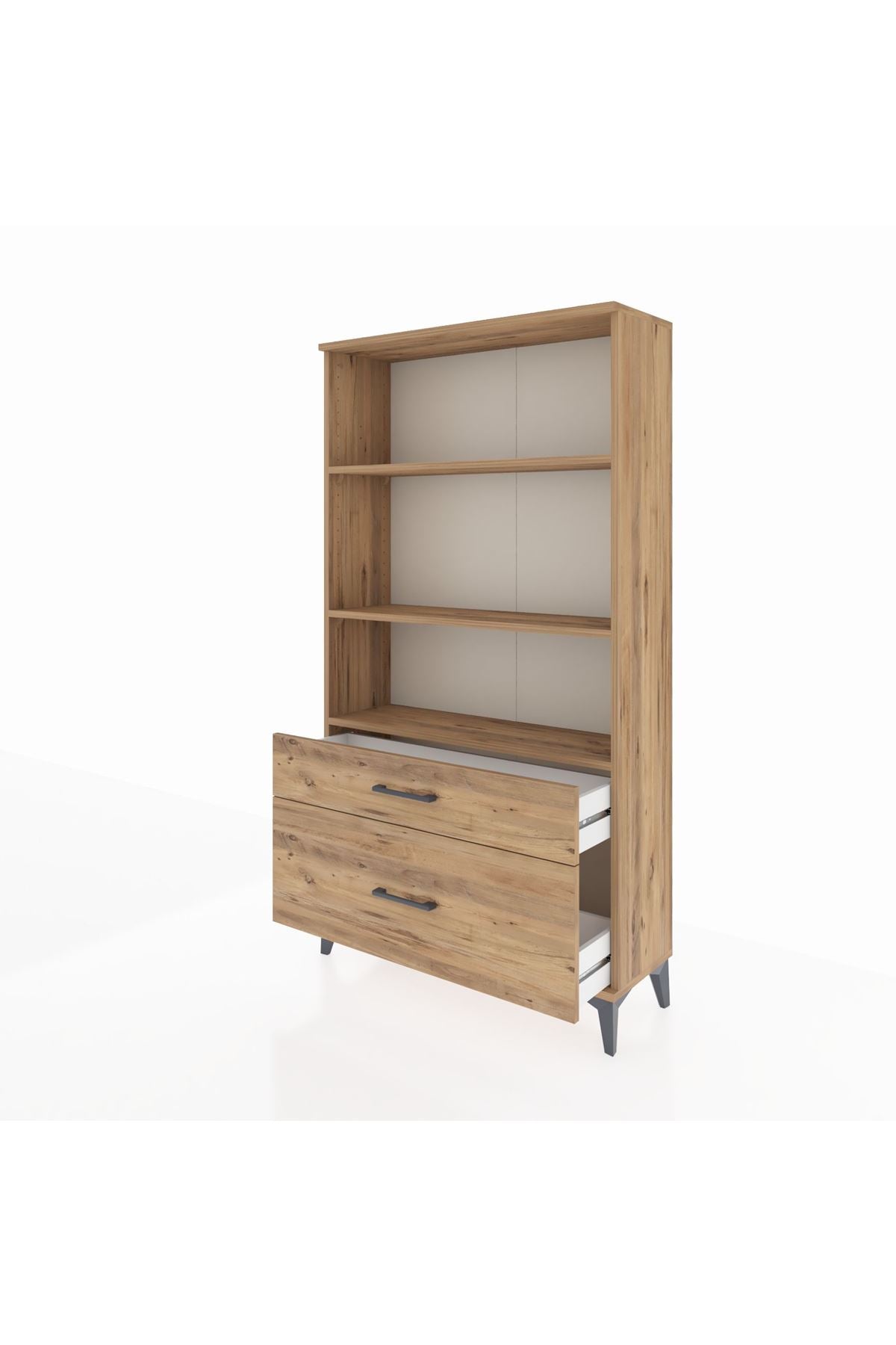 Arges Dolap 3 Raflı 2 Çekmeceli 88x30x163 Çam-Çam