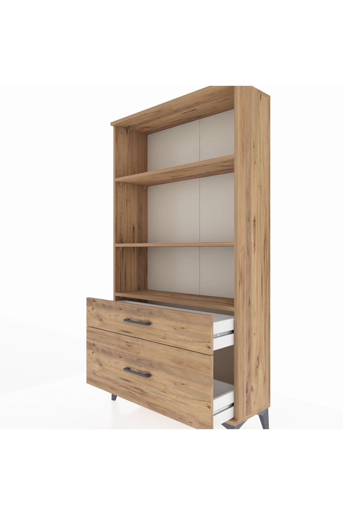 Arges Dolap 3 Raflı 2 Çekmeceli 88x30x163 Çam-Çam