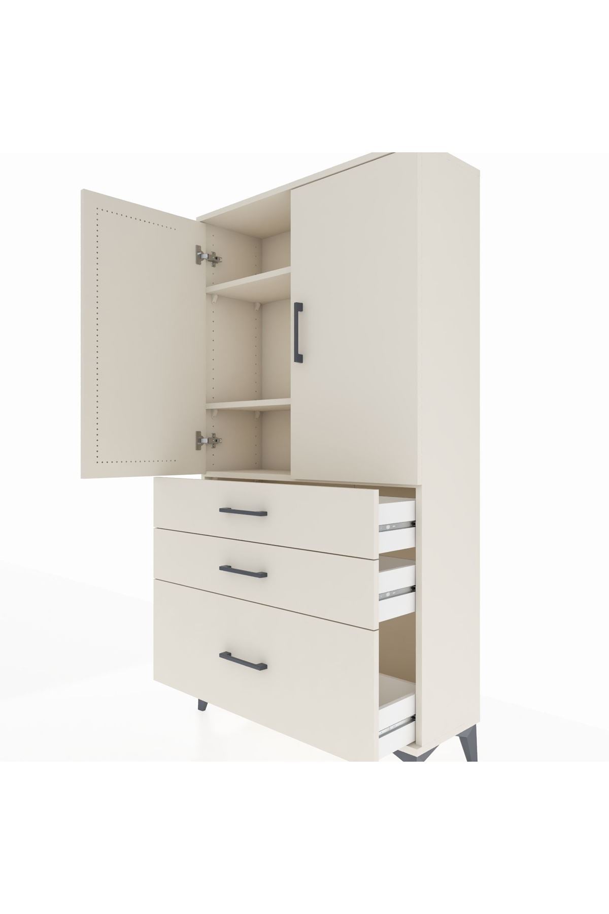 Arges Dolap 3 Raflı 3 Çekmeceli 2 Kapaklı 88x30x163 Aytaşı-Aytaşı