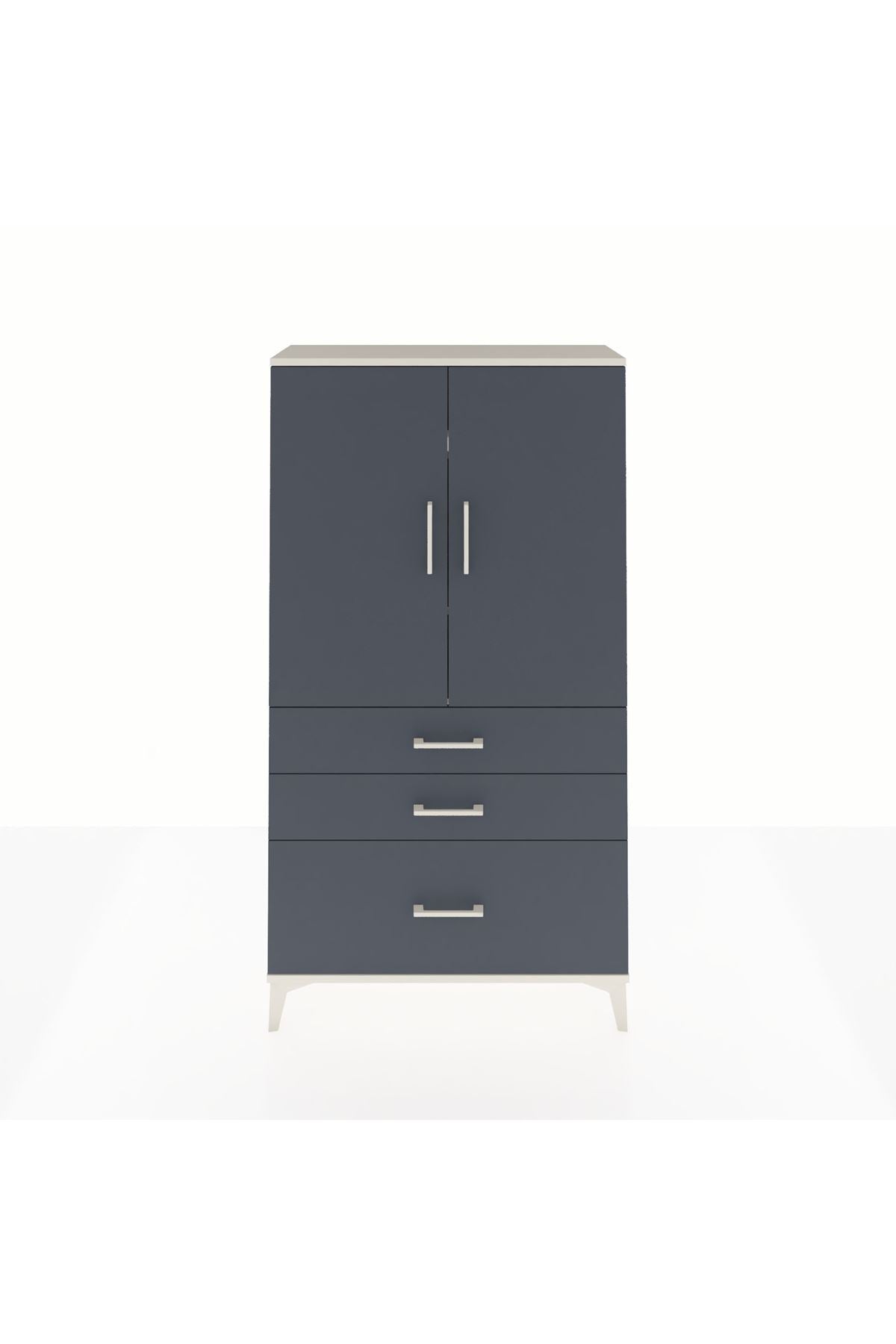 Arges Dolap 3 Raflı 3 Çekmeceli 2 Kapaklı 88x30x163 Aytaşı-Antrasit