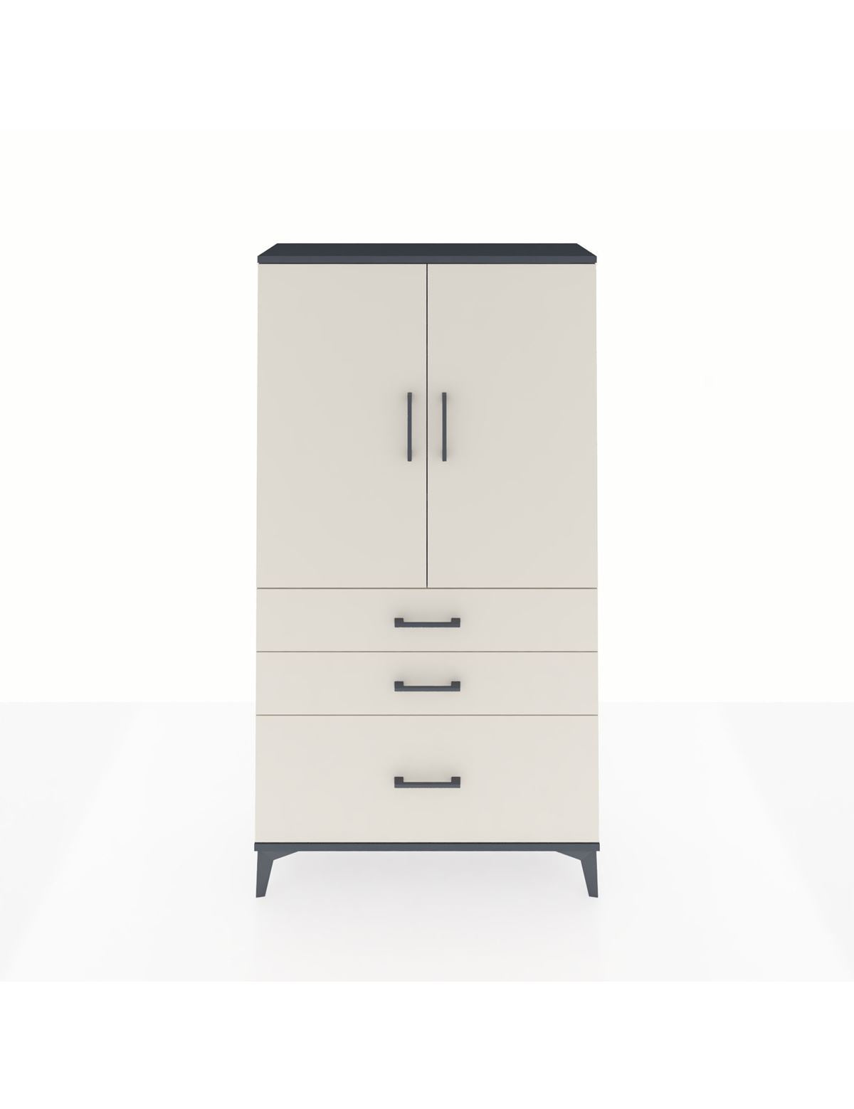 Arges Dolap 3 Raflı 3 Çekmeceli 2 Kapaklı 88x30x163 Antrasit-Aytaşı