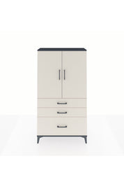 Arges Dolap 3 Raflı 3 Çekmeceli 2 Kapaklı 88x30x163 Antrasit-Aytaşı