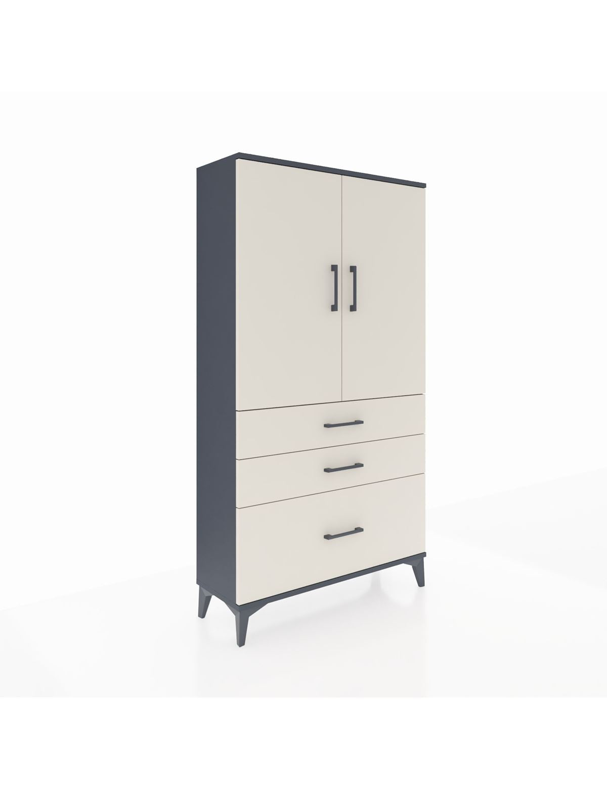 Arges Dolap 3 Raflı 3 Çekmeceli 2 Kapaklı 88x30x163 Antrasit-Aytaşı