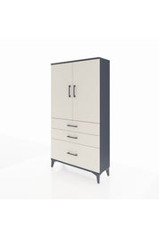 Arges Dolap 3 Raflı 3 Çekmeceli 2 Kapaklı 88x30x163 Antrasit-Aytaşı