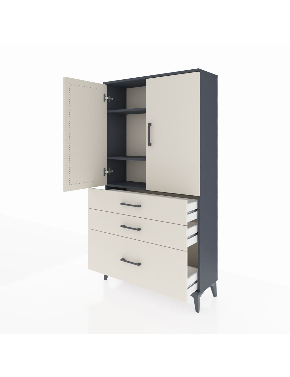 Arges Dolap 3 Raflı 3 Çekmeceli 2 Kapaklı 88x30x163 - S21M005V4A
