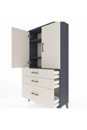 Arges Dolap 3 Raflı 3 Çekmeceli 2 Kapaklı 88x30x163 Antrasit-Aytaşı