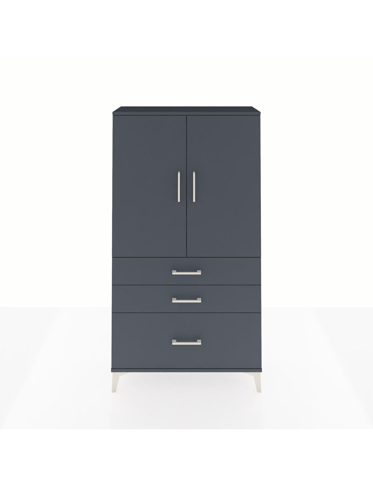 Arges Dolap 3 Raflı 3 Çekmeceli 2 Kapaklı 88x30x163 Antrasit-Antrasit