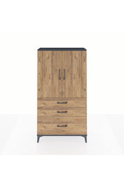 Arges Dolap 3 Raflı 3 Çekmeceli 2 Kapaklı 88x30x163 Antrasit-Çam