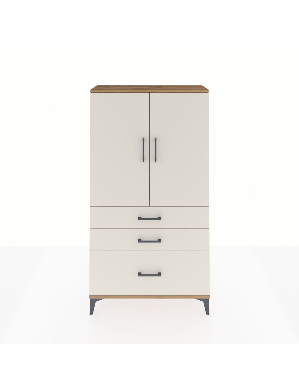 Arges Dolap 3 Raflı 3 Çekmeceli 2 Kapaklı 88x30x163 Çam-Aytaşı