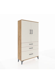 Arges Dolap 3 Raflı 3 Çekmeceli 2 Kapaklı 88x30x163 Çam-Aytaşı