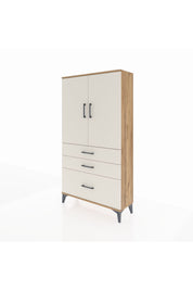 Arges Dolap 3 Raflı 3 Çekmeceli 2 Kapaklı 88x30x163 Çam-Aytaşı