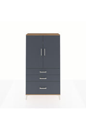 Arges Dolap 3 Raflı 3 Çekmeceli 2 Kapaklı 88x30x163 Çam-Antrasit