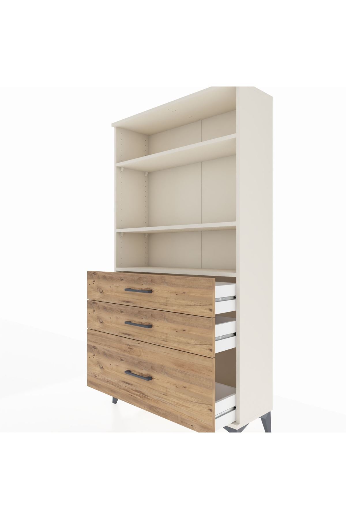 Arges Dolap 3 Raflı 3 Çekmeceli 88x30x163 Aytaşı-Çam