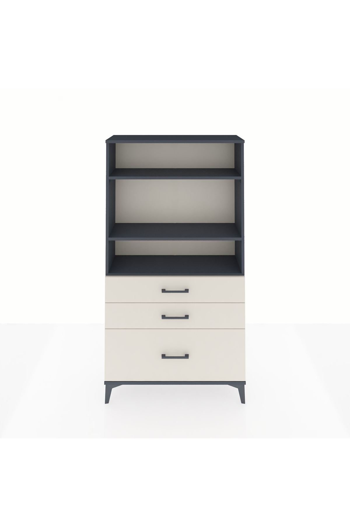Arges Dolap 3 Raflı 3 Çekmeceli 88x30x163 Antrasit-Aytaşı