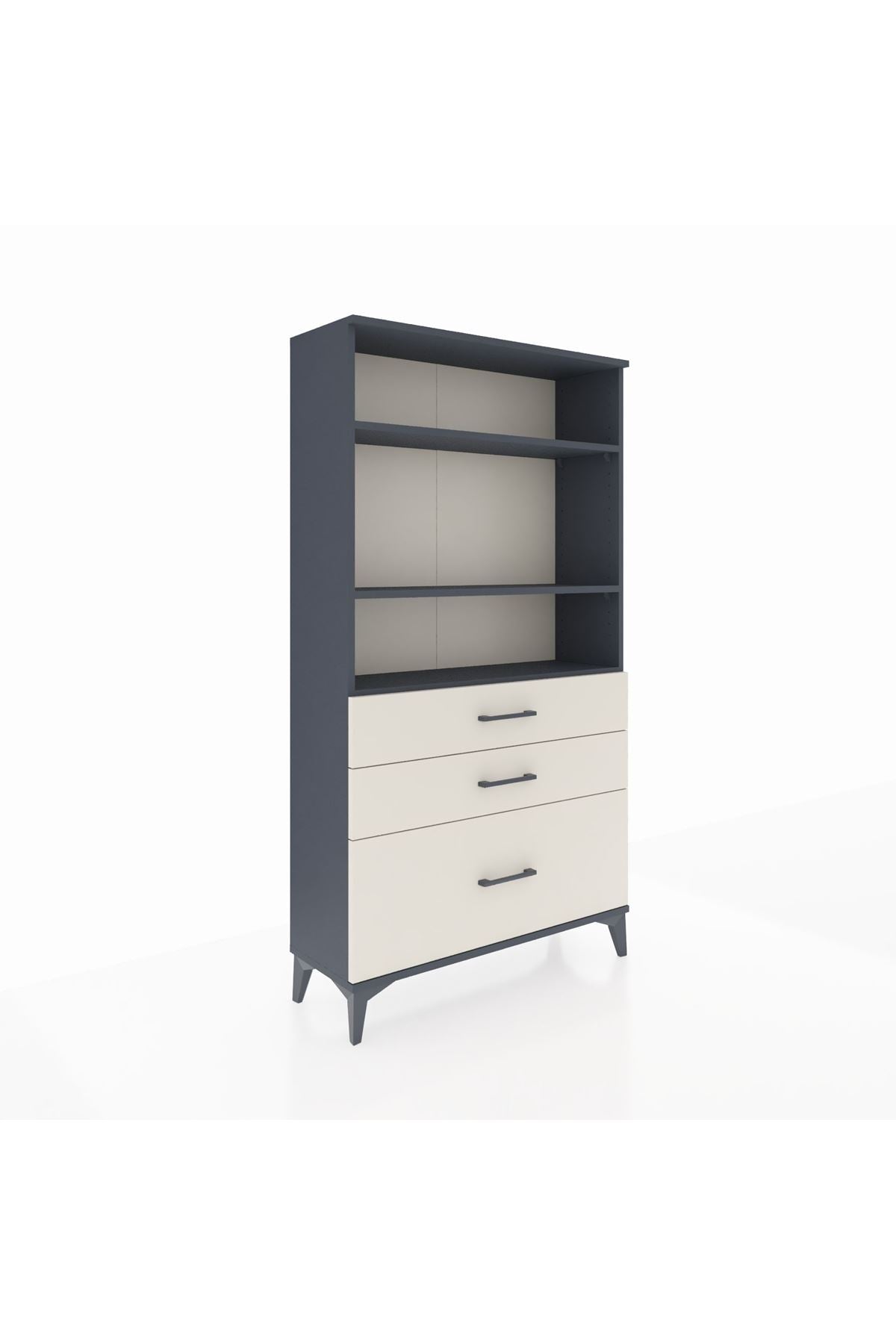 Arges Dolap 3 Raflı 3 Çekmeceli 88x30x163 Antrasit-Aytaşı