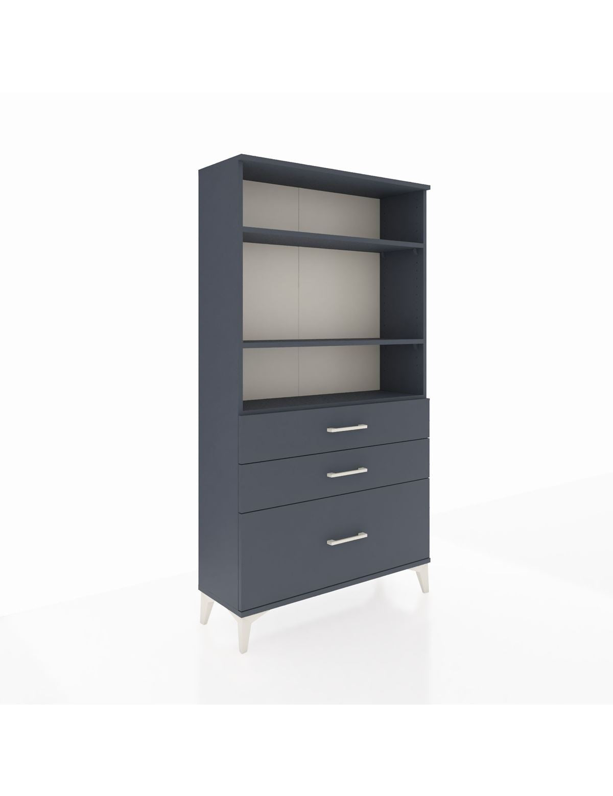 Arges Dolap 3 Raflı 3 Çekmeceli 88x30x163 Antrasit-Antrasit