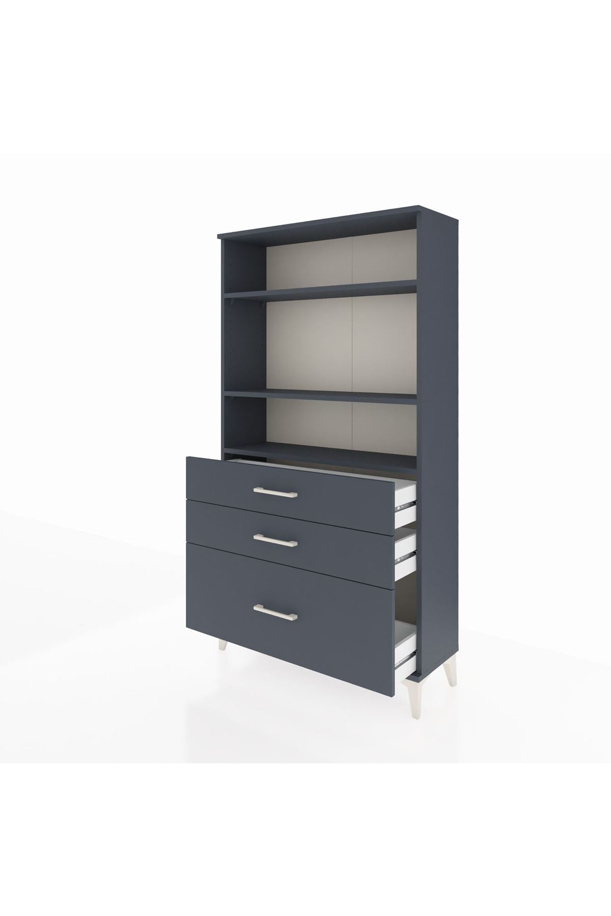 Arges Dolap 3 Raflı 3 Çekmeceli 88x30x163 Antrasit-Antrasit