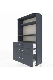 Arges Dolap 3 Raflı 3 Çekmeceli 88x30x163 Antrasit-Antrasit