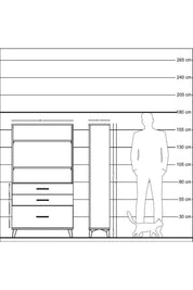 Arges Dolap 3 Raflı 3 Çekmeceli 88x30x163 Antrasit-Çam
