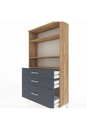 Arges Dolap 3 Raflı 3 Çekmeceli 88x30x163 Çam-Antrasit