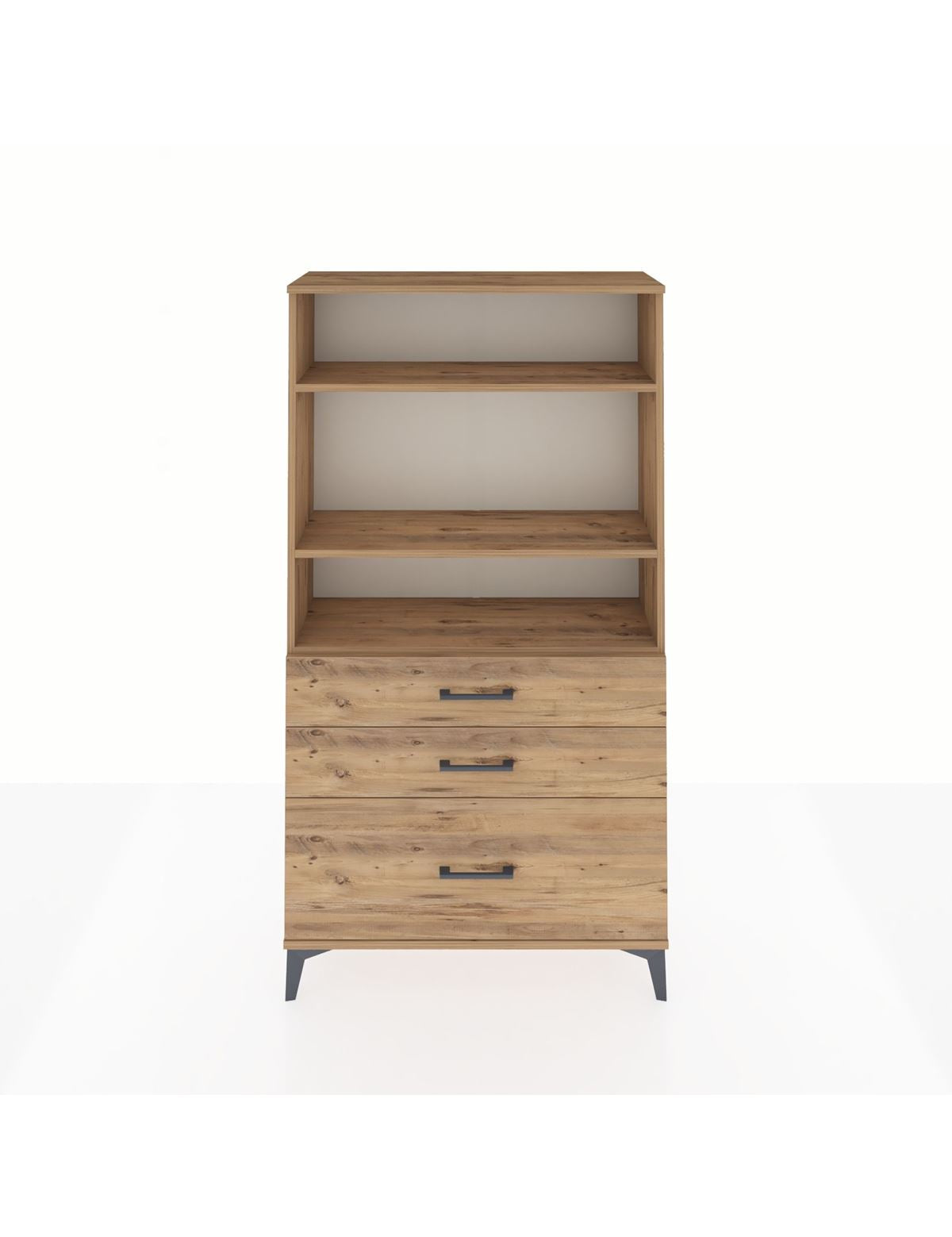 Arges Dolap 3 Raflı 3 Çekmeceli 88x30x163 Çam-Çam