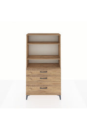 Arges Dolap 3 Raflı 3 Çekmeceli 88x30x163 Çam-Çam