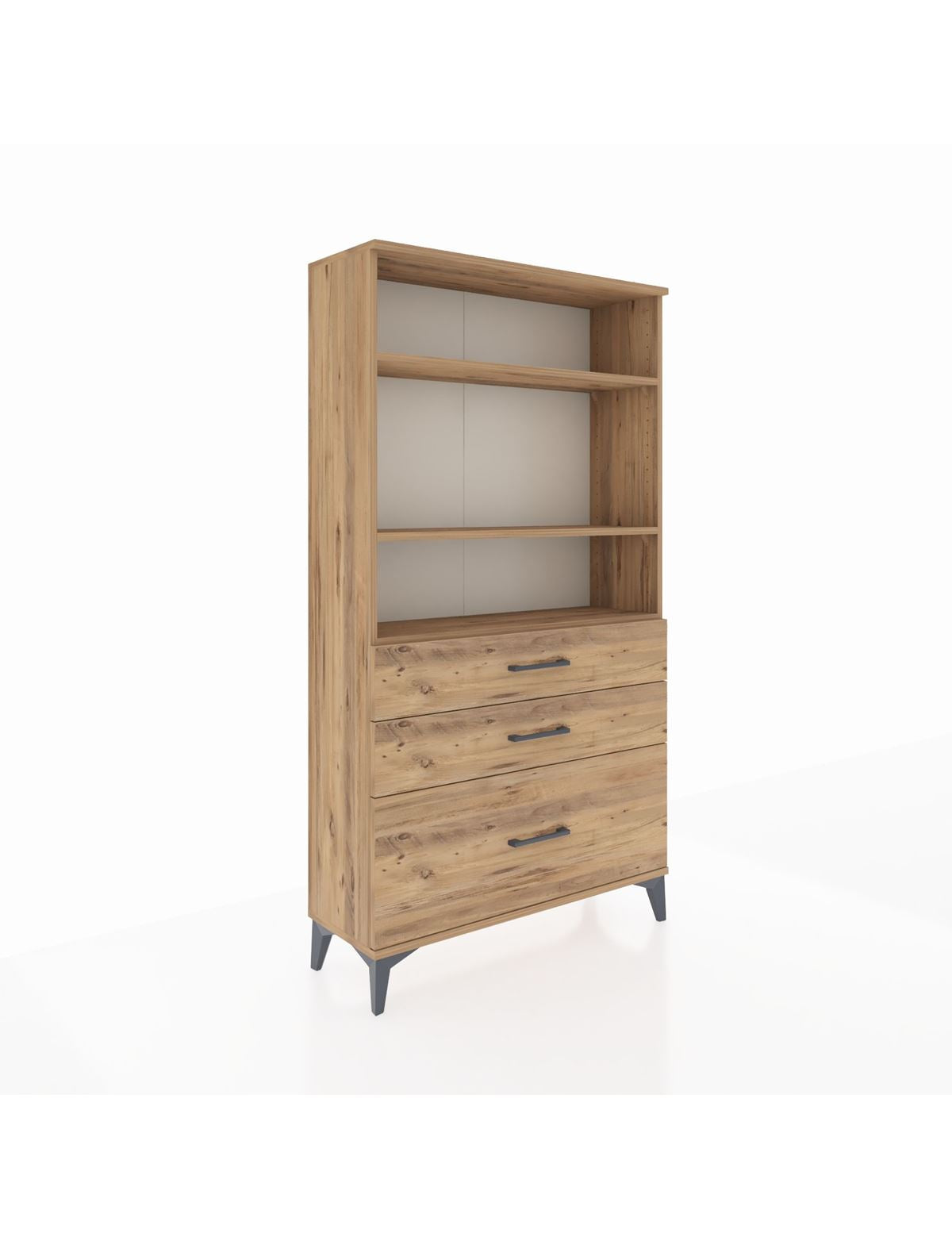 Arges Dolap 3 Raflı 3 Çekmeceli 88x30x163 Çam-Çam