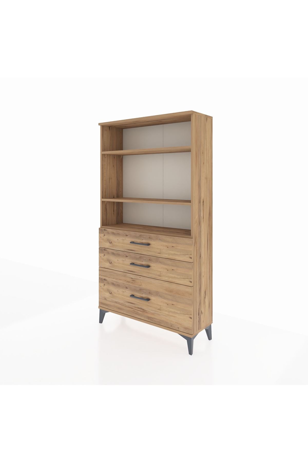 Arges Dolap 3 Raflı 3 Çekmeceli 88x30x163 Çam-Çam