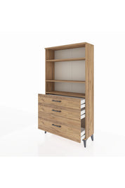 Arges Dolap 3 Raflı 3 Çekmeceli 88x30x163 Çam-Çam