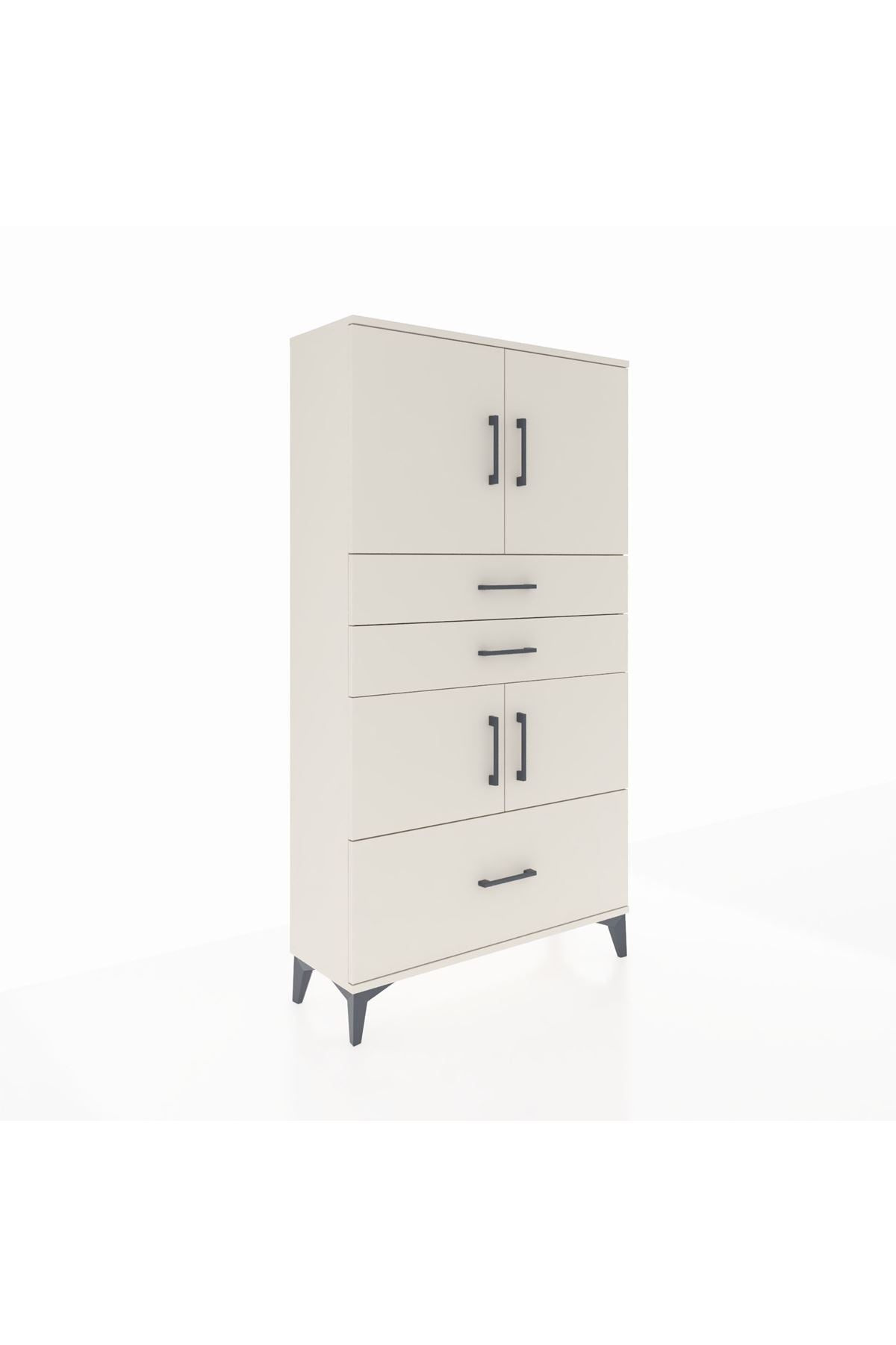 Arges Dolap 3 Raflı 3 Çekmeceli 4 Kapaklı 88x30x163 Aytaşı-Aytaşı