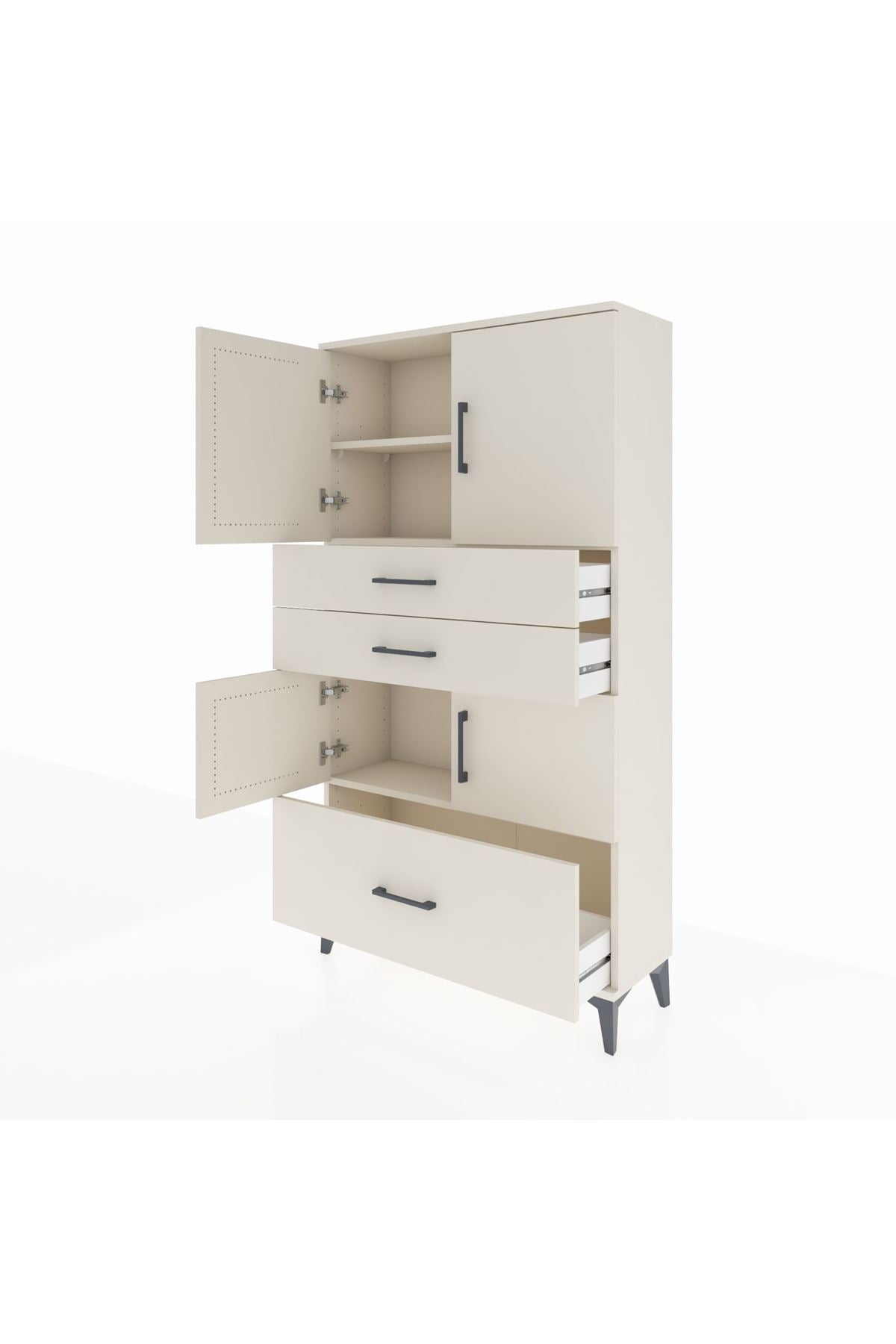 Arges Dolap 3 Raflı 3 Çekmeceli 4 Kapaklı 88x30x163 Aytaşı-Aytaşı