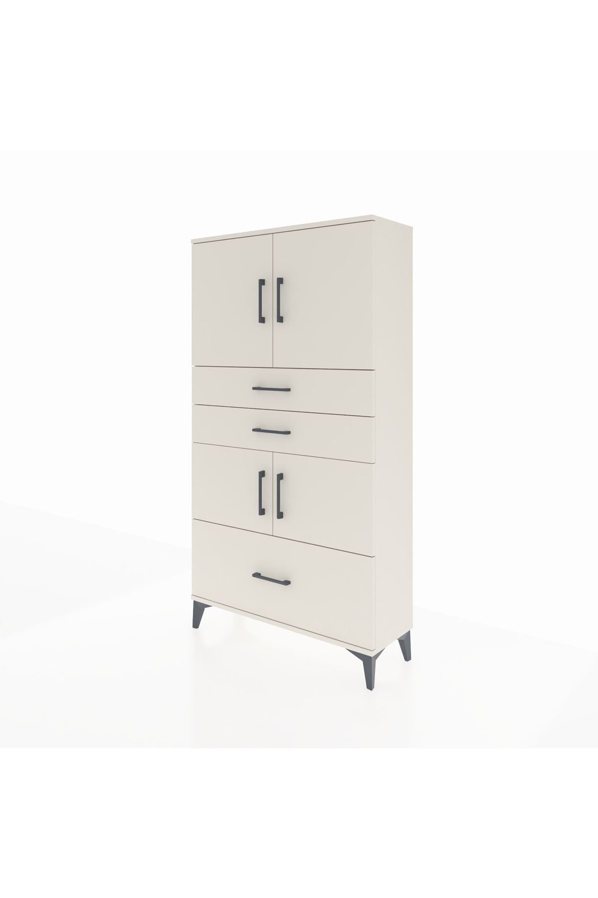 Arges Dolap 3 Raflı 3 Çekmeceli 4 Kapaklı 88x30x163 Aytaşı-Aytaşı