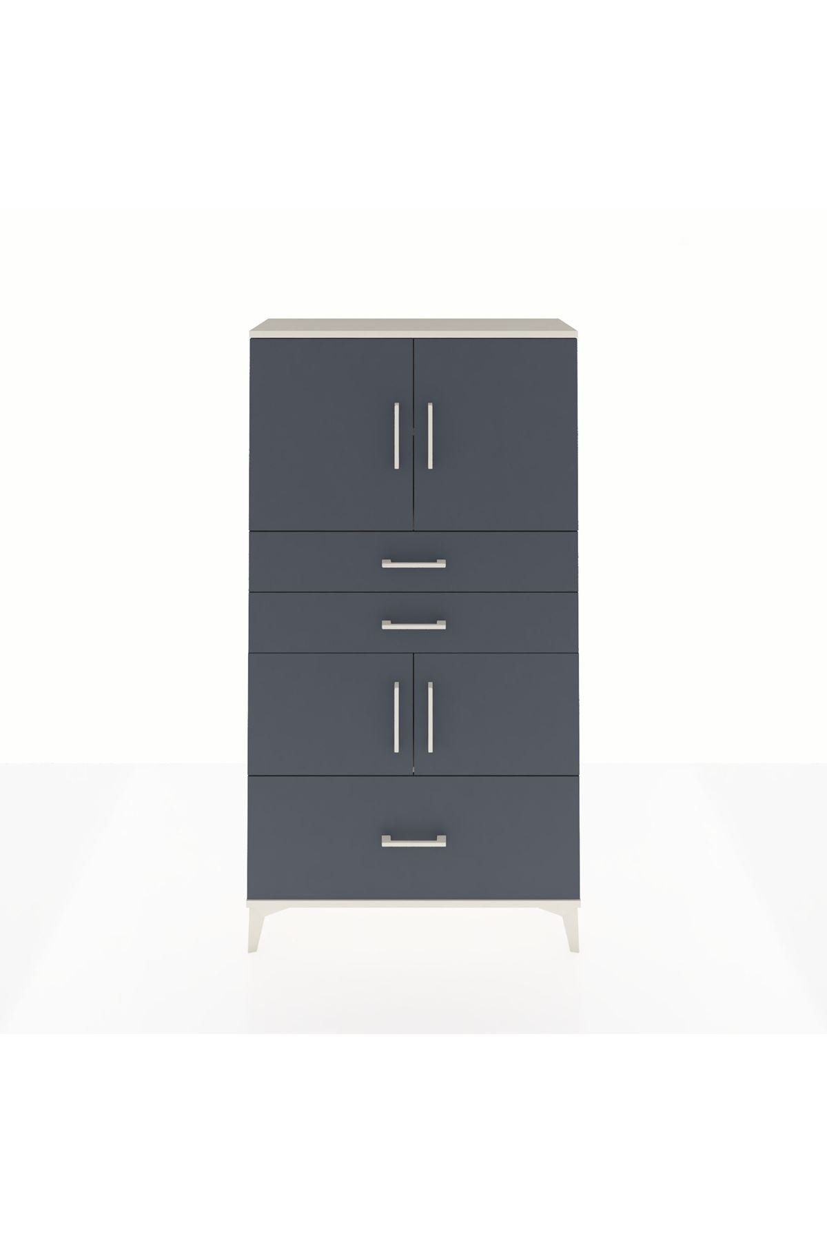 Arges Dolap 3 Raflı 3 Çekmeceli 4 Kapaklı 88x30x163 Aytaşı-Antrasit