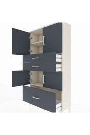 Arges Dolap 3 Raflı 3 Çekmeceli 4 Kapaklı 88x30x163 Aytaşı-Antrasit