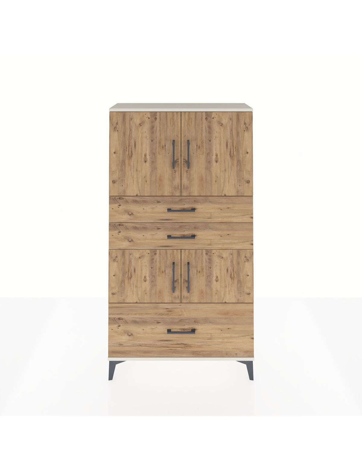 Arges Dolap 3 Raflı 3 Çekmeceli 4 Kapaklı 88x30x163 Aytaşı-Çam