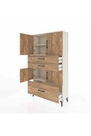 Arges Dolap 3 Raflı 3 Çekmeceli 4 Kapaklı 88x30x163 Aytaşı-Çam