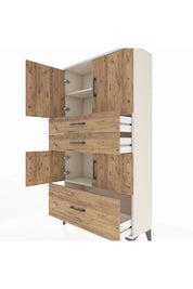 Arges Dolap 3 Raflı 3 Çekmeceli 4 Kapaklı 88x30x163 Aytaşı-Çam