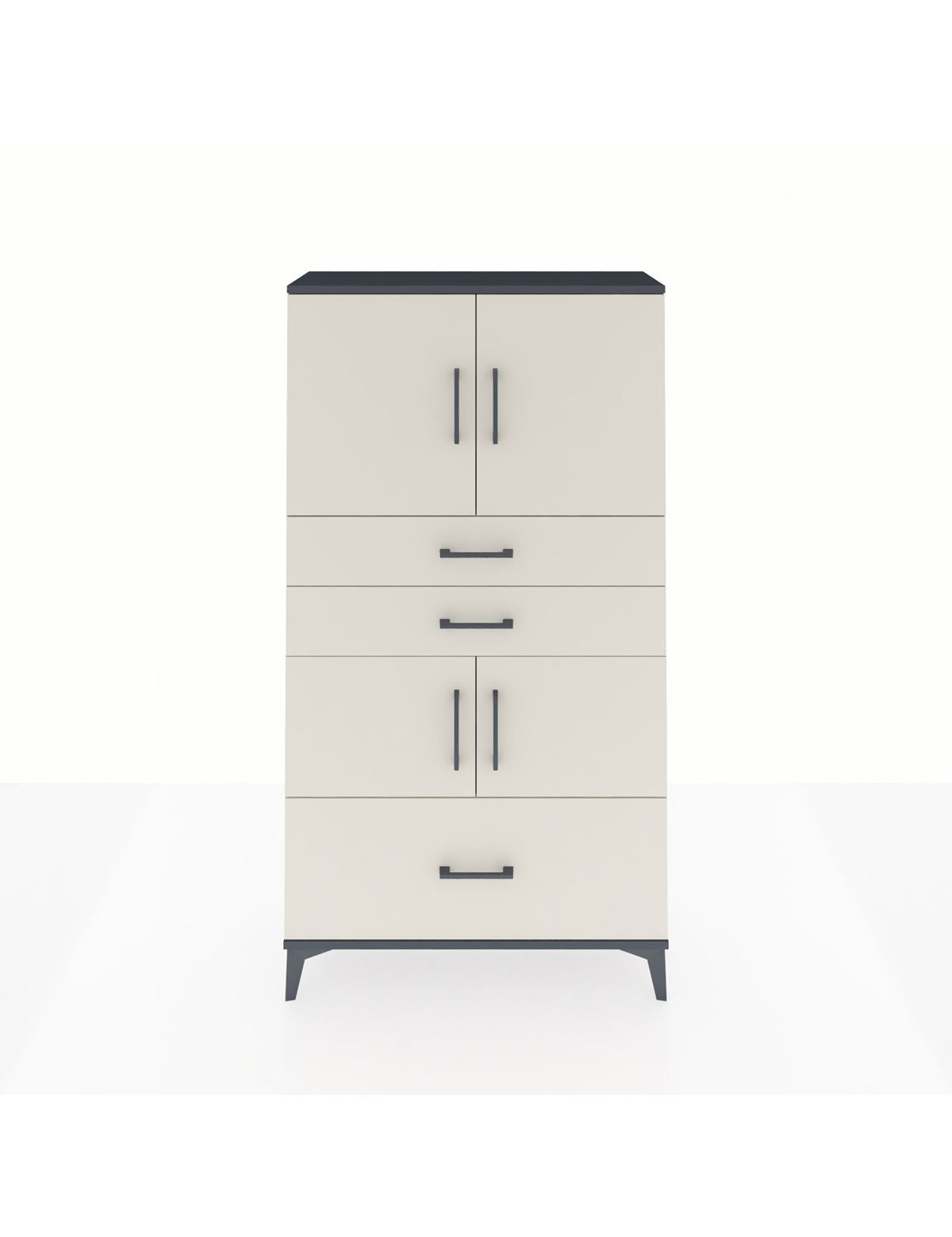 Arges Dolap 3 Raflı 3 Çekmeceli 4 Kapaklı 88x30x163 Antrasit-Aytaşı