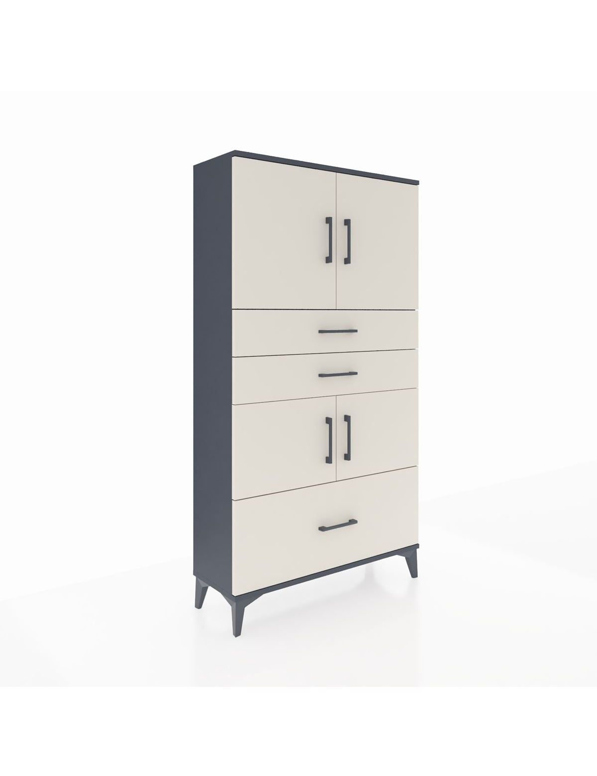 Arges Dolap 3 Raflı 3 Çekmeceli 4 Kapaklı 88x30x163 Antrasit-Aytaşı