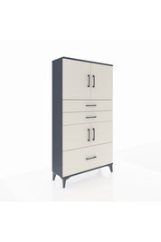 Arges Dolap 3 Raflı 3 Çekmeceli 4 Kapaklı 88x30x163 Antrasit-Aytaşı